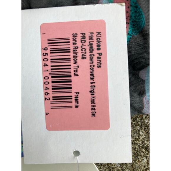 KICKEE PANTS NWT print layette gown hat set stone rainbow trout MSRP $45 - Picture 3 of 5